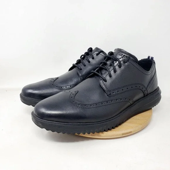Cole Haan OriginalGrand Shoes Mens 11.5 Triple Black Wingtip Oxford Sneaker - Picture 2 of 14